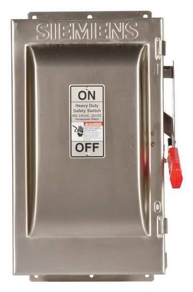 Fusible Safety Switch, Heavy Duty, 240V AC, 3PST, 60 A, NEMA 4X, Siemens, Mfr#: HF322S