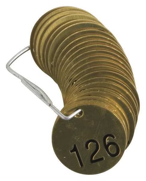 Numbered Tag Set, 126 to 150, 25 Tags, Brady, Mfr#: 23205