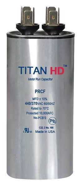 Motor Run Capacitor, 80 MFD, 440V, Round, Titan Hd, Mfr#: PRCF80A