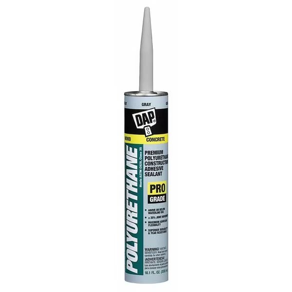 Construction Sealant, 10.1 oz, Cartridge, Gray, Polyurethane Base, Dap, Mfr#: 18814