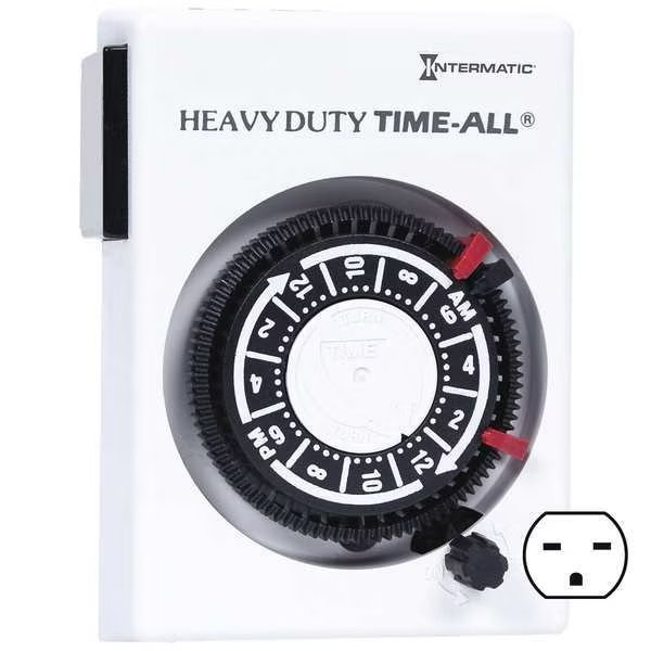 Timer, Mechanical, 240V, 15A, Plug In, Intermatic, Mfr#: HB112