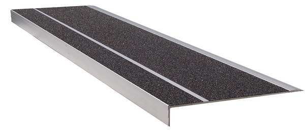 Stair Tread, Black, 60in W, Extruded Alum, Wooster Products, Mfr#: 300BLA5
