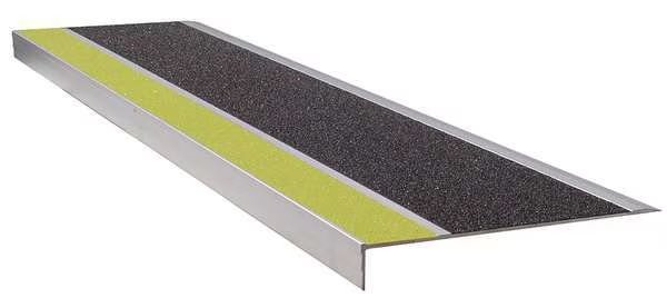 Stair Tread, Ylw/Blk, 36in W, Extruded Alum, Wooster Products, Mfr#: 300YB3