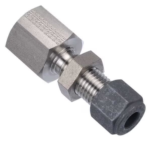 1/4" CPI x FNPT SS Female Bulkhead Connector, Parker, Mfr#: 4-4 GH2BZ-SS