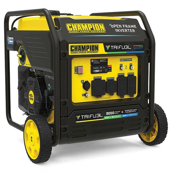 Portable Generator, Gasoline/Natural Gas/Propane, Electric, Recoil Start, 120/240V AC, Champion Power Equipment, Mfr#: 201176