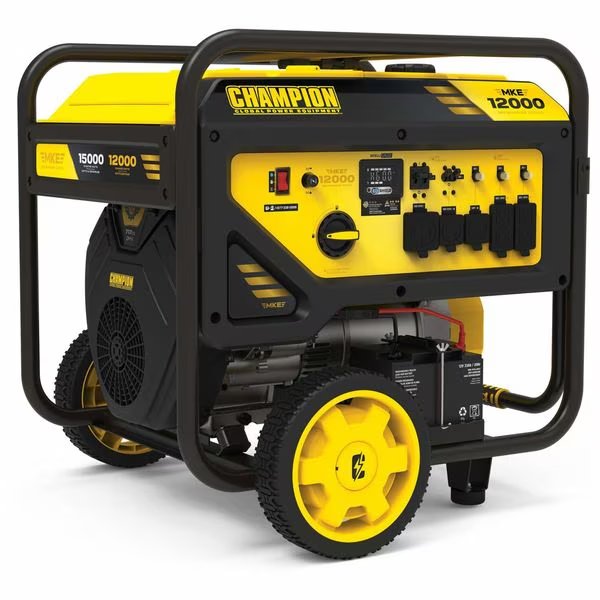 Portable Generator, 12,000 W Rated, 15,000 W Surge, Electric Start, 120/240V AC, 100/125/50/62.5 A, Champion Power Equipment, Mfr#: 201160
