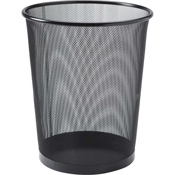 4.70 gal Round Trash Can, Black, Steel, Lorell, Mfr#: LLR52770