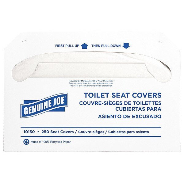 Toilet Seat Cover, 1/4 Fold, White, Genuine Joe, Mfr#: GJO10150