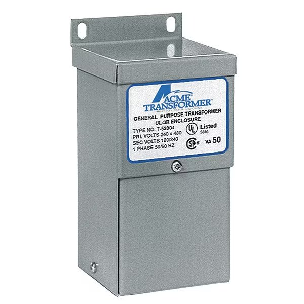 Low Voltage Distribution Transformer, 50 VA, NEMA 3R, 80°C, 120/240V AC, 240/480V AC, Acme Electric, Mfr#: T153004