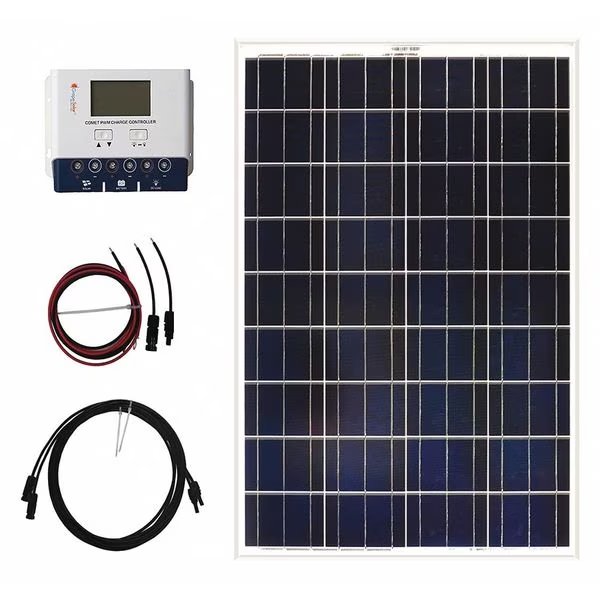 Polycrystalline Solar Panel Kit, 100 W, 18V DC, 5.23 A, 36 Cells, 4mm PVC, Grape Solar, Mfr#: GS-100-KIT