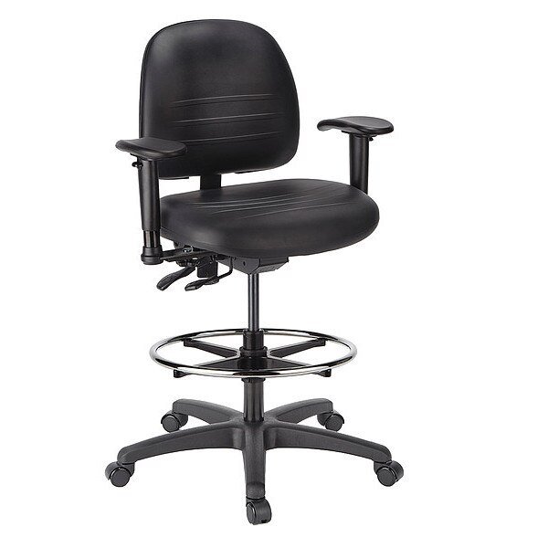Polyurethane Task Chair, 22-3/4" to 33-1/4", Adjustable Arms, Black, Cramer, Mfr#: RPMH2-252-2B