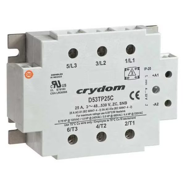 Solid State Relay, 90 to 140VAC, 50A, Crydom, Mfr#: B53TP50CH-10