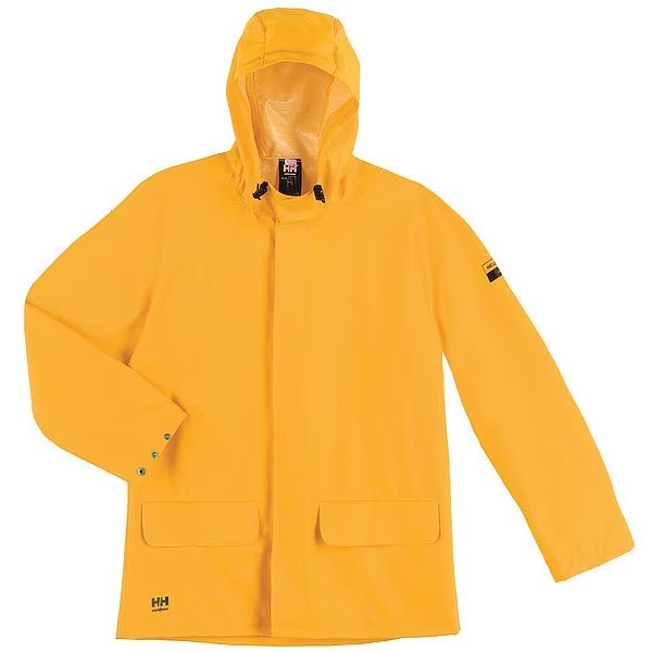 Rain Jacket, PVC/Polyester, Yellow, M, Helly Hansen, Mfr#: 70129_310-M