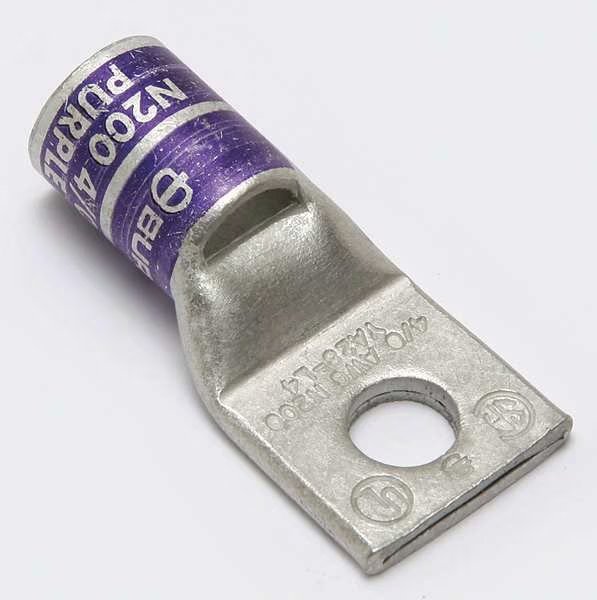 One Hole Lug Compress Connector, 4/0 AWG, Length: 2.21 in, Burndy, Mfr#: YA28L4BOX