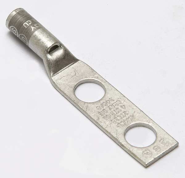 Two Hole Lug Compression Connector, 4 AWG, Burndy, Mfr#: YA4CL2TC38