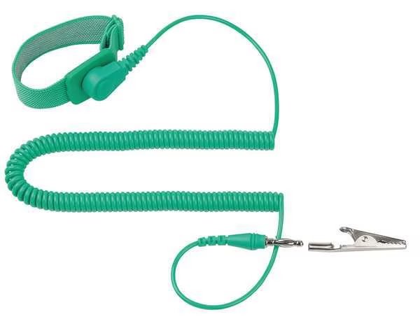 ESD Wrist Strap, Adjustable, 10 ft L, Green, Eclipse, Mfr#: 900-132