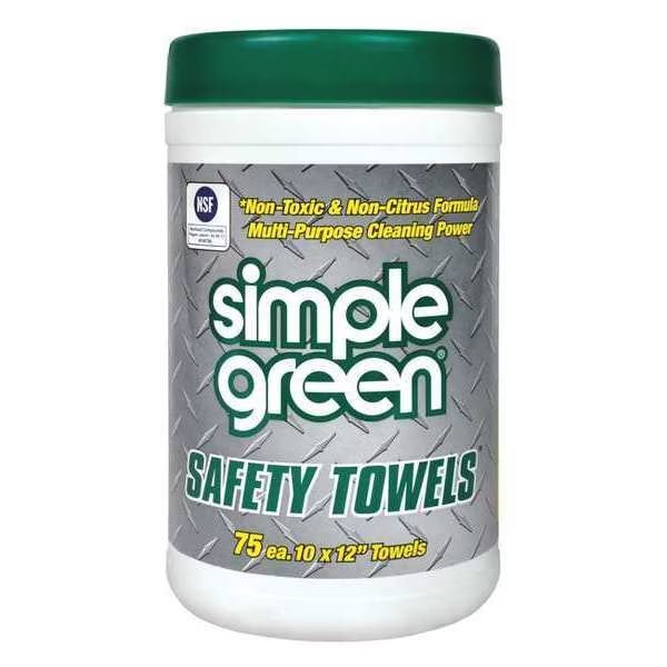 Canister, 75 Wipes, 12 in x 10 in, Simple Green, Mfr#: 3810000613351