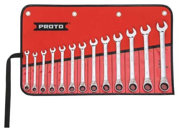 Combination Ratcheting Wrench Set. Alloy Steel, 13 Tools, Proto, Mfr#: JSCVMT-13S