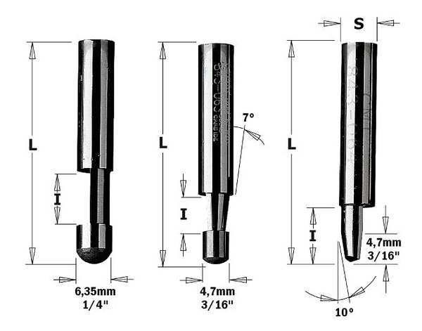 Trimmer Router Bit, HWM, 1/4 in, Cmt, Mfr#: 842.095.11