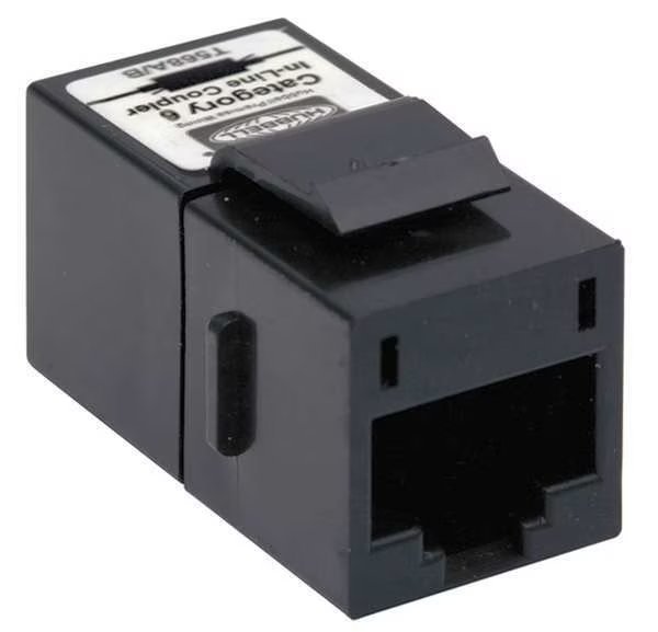 Hubbell SFC6BK Cat.6 Inline Keystone Coupler - 1 x RJ-45 Network Female - 1 x RJ-45 Network Female - Black, Hubbell Premise Wiring, Mfr#: SFC6BK