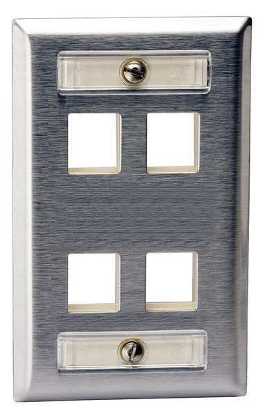 Plate, 4 Ports, Gray, Hubbell Premise Wiring, Mfr#: SSFL14