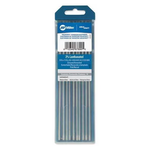 Tungsten Electrode 3/32" Dia., AWS A5.12 / ISO6848, PK10, Miller Electric, Mfr#: WL2332X7