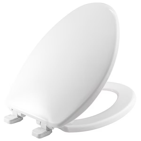Toilet Seat, With Cover, Plastic, Elongated, White, Bemis, Mfr#: 7300SL 000