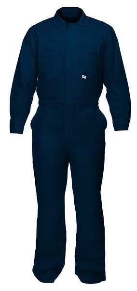 Flame Resistant Coverall, Navy Blue, Cotton Blend, 2XL, Chicago Protective Apparel, Mfr#: 605-IND-N- 2XL