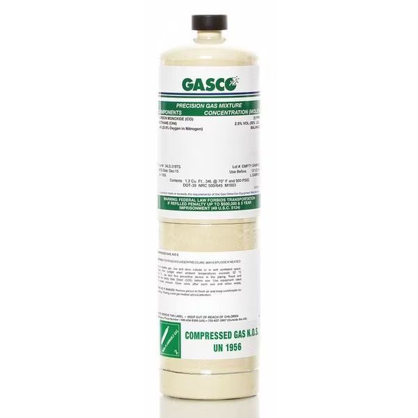 Calibration Gas, Air, Isobutylene, 34 L, CGA 600 Connection, +/-5% Accuracy, 500 psi Max. Pressure, Gasco, Mfr#: 34LS-248-100