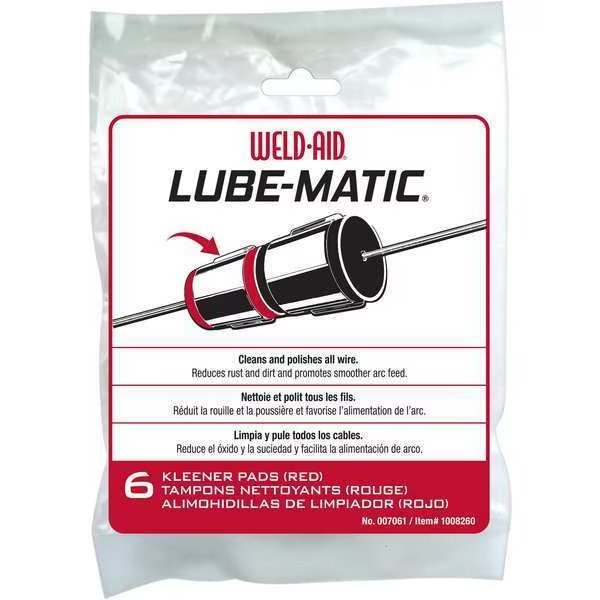LUBE-MATIC® 007061 Kleener Pads PK6 Red kleener pads for all wires, Weld-Aid, Mfr#: 007061