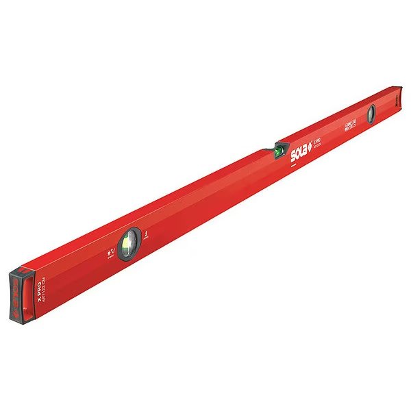 Box Level, Aluminum, 48 In, Red, Sola, Mfr#: LSX48
