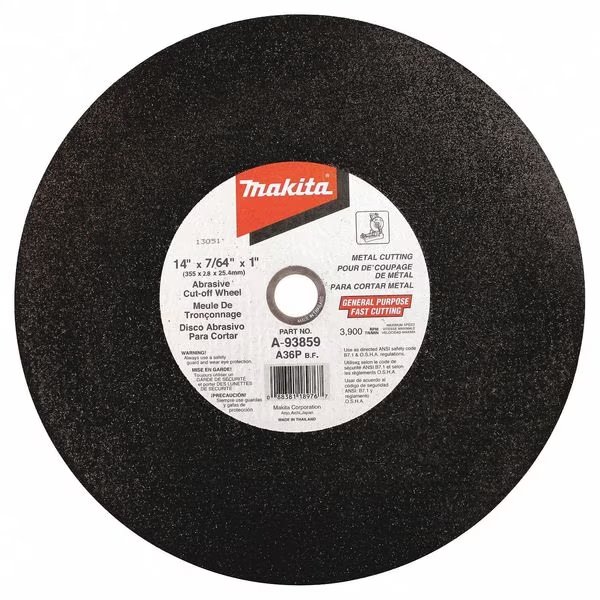 14" x 7/64" x 1" Abrasive Cut-Off Wheel, 5/pk, Makita, Mfr#: A-93859-5