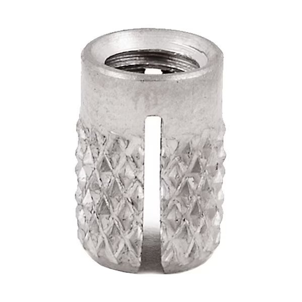 Press Insert, M4-0.70 Int Thrd Sz, 7.950 mm L, 5.842 mm Dia., 18-8 Stainless Steel, Plain, 5 PK, EnjoyTool Select, Mfr#: 240-M4-CR-PK5