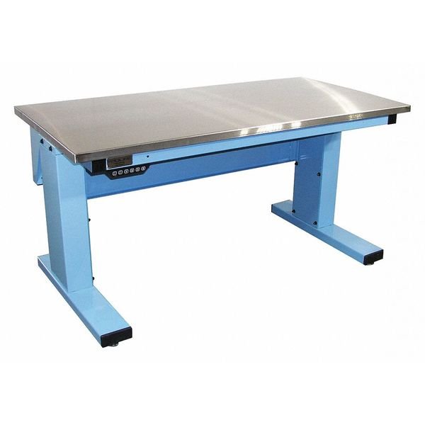 Adjustable Desk, 72" D X 30" W X 30-1/2" to 46-1/2" H, Light Blue, Steel, Proline, Mfr#: MVSII7230SS-L14