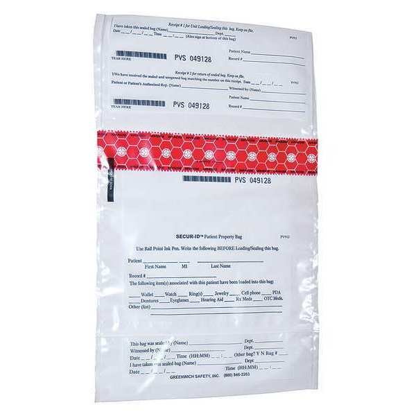 Personal Property Bag, 9 x 10 In, PK250, Secur-Id, Mfr#: PVS912