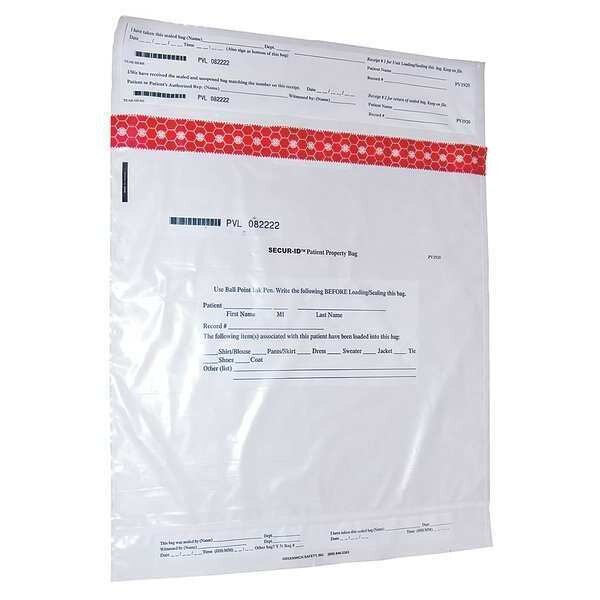 Personal Property Bag, 19 x 20 In, PK250, Secur-Id, Mfr#: PVL1920