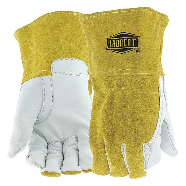 MIG Welding Gloves, Goatskin Palm, L, 12PK, Ironcat, Mfr#: 6143/L