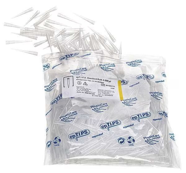 Pipetter Tips, 2 to 200uL, PK1000, Eppendorf, Mfr#: 022492039