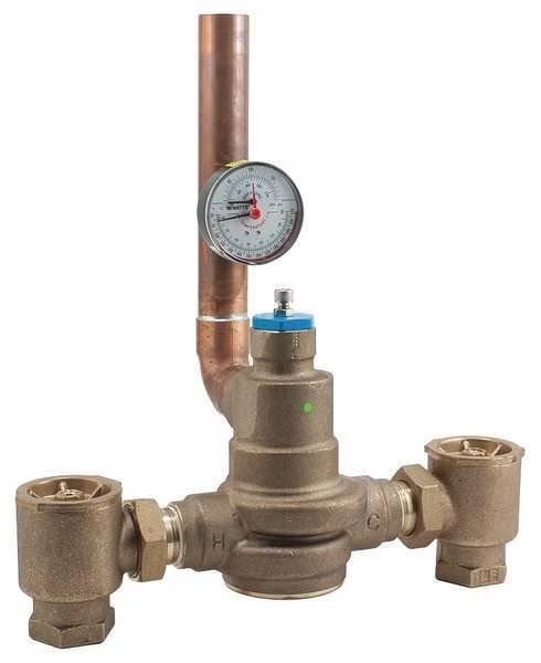 Mixing Valve, Lead Free Brass, 125 psi, Powers, Mfr#: LFSH1434 W/TP GAUGE