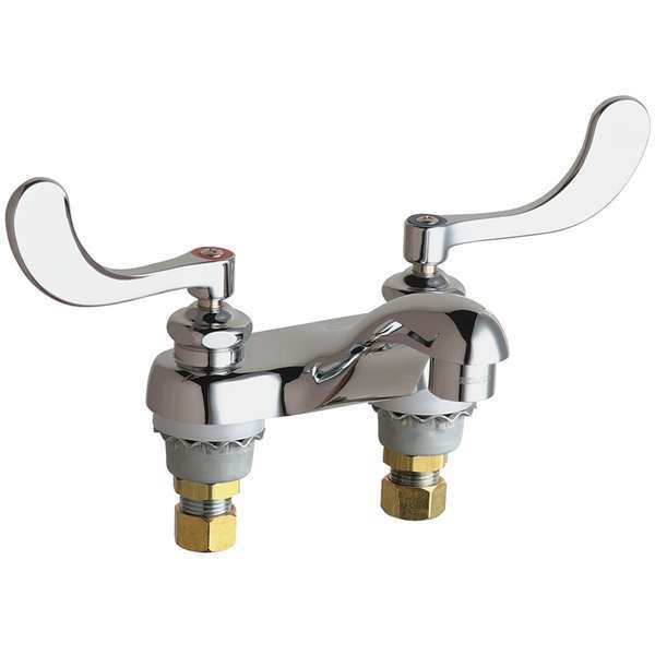 Manual 4" Mount, 2 Hole Low Arc Bathroom Faucet, Chrome plated, Chicago Faucet, Mfr#: 802-V317ABCP