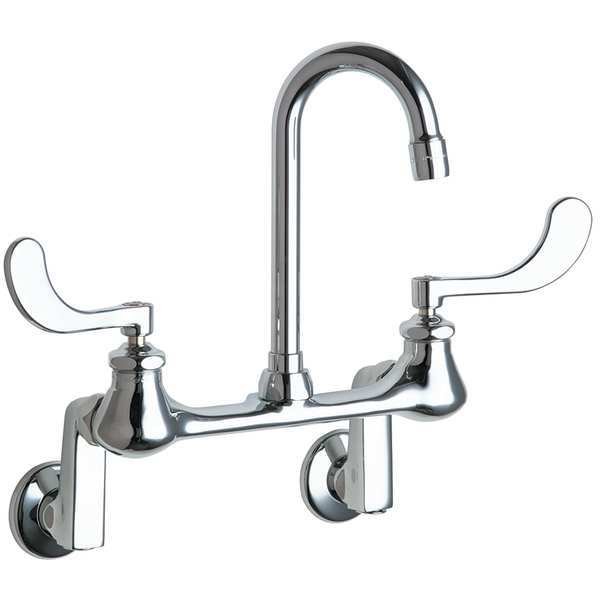 Manual, 3" to 13" Mount, Commercial 2 Hole Gooseneck Kitchen/Bathroom Faucet, Chicago Faucet, Mfr#: 631-RABCP