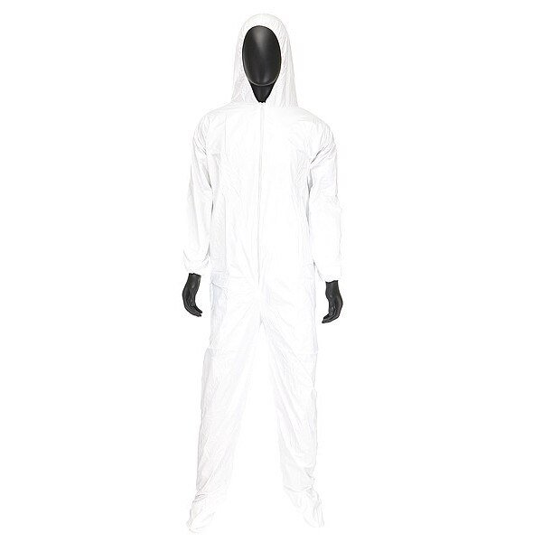 Disposable Coveralls, 25 PK, White, Polypropylene, Zipper, West Chester Protective Gear, Mfr#: 3659/3XL