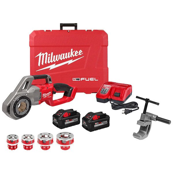 M18 FUEL Compact Pipe Threader with ONE-KEY Kit with 1/2 in. - 1-1/4 in. Compact NPT Forged Aluminum Die Heads, Milwaukee Tool, Mfr#: 2870-22