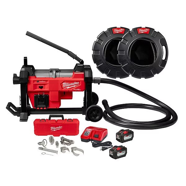 200 ft Cordless Drain Cleaning Machine, 18.0 V, Milwaukee Tool, Mfr#: 2871A-22