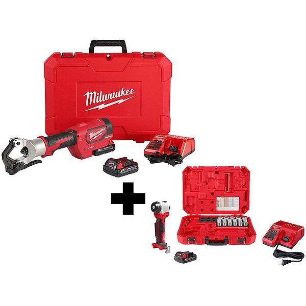 M18 750 MCM Crimper Kit + Cable Stripper, Milwaukee Tool, Mfr#: 2877-22, 2935CU-21S