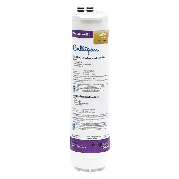 Quick Connect Filter, 0.5 gpm, 2-1/2" O.D., 10 in H, Culligan, Mfr#: RC-EZ-1