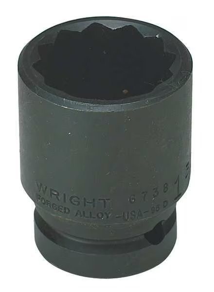3/4 in Drive Impact Socket 24 mm Size, Standard Socket, black oxide, Wright Tool, Mfr#: 67H-24MM