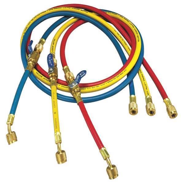 Manifold Hose Set, 72 In, Red, Yellow, Blue, Yellow Jacket, Mfr#: 25986
