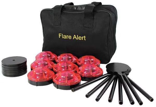 LED Road Flare Kit, 0.5 Watt, Red, Flarealert, Mfr#: B8RB2FULL