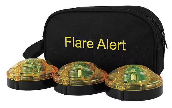 LED Road Flare Kit, 1 Watt, Yellow, Flarealert, Mfr#: B3YBP2